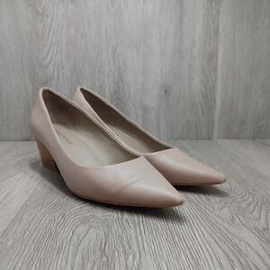 Donald Pliner Anni Pointed Block Pumps Blush Light‎ Pink Taupe Size 8 2" Heel